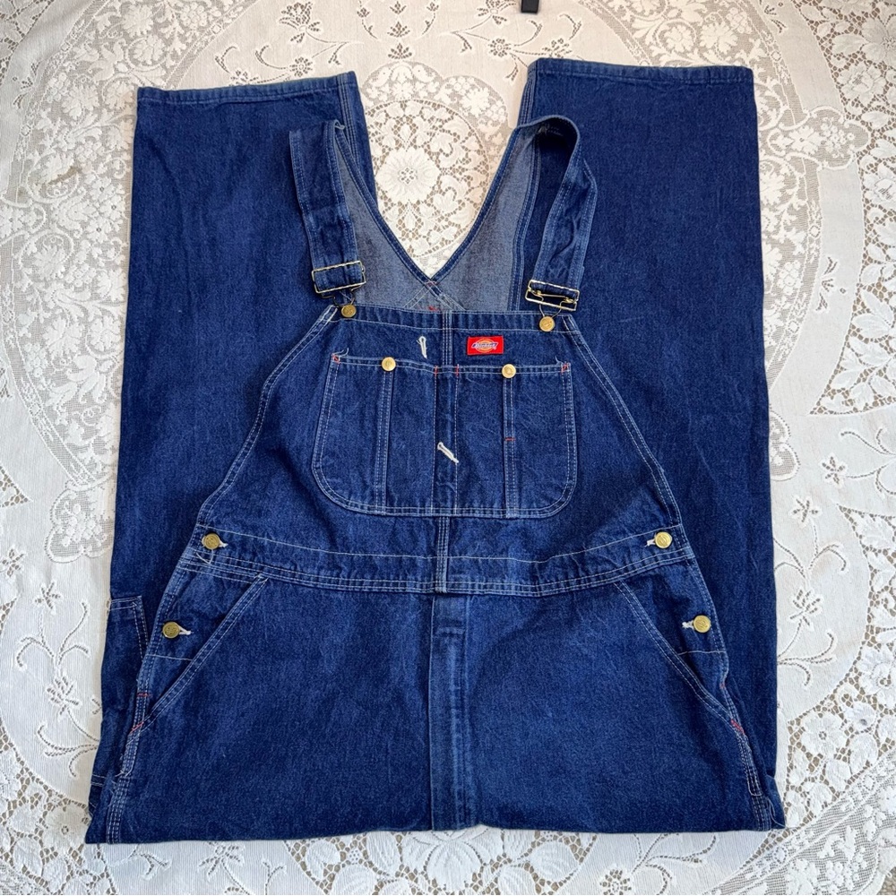 Dickies Men’s Blue Denim‎ workwear Overalls 40x32 Carpenter